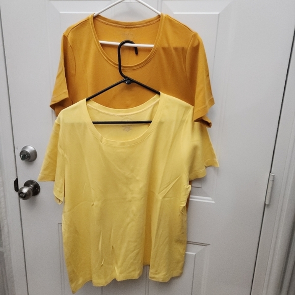 2 White Stag Short Sleeve Tops Gold and Yellow‎  XL 16-18